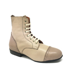 DelMago Theatrical Boot 3.0: The Marauder: Bewitched Beige & Clay  | 1.25" Tapered Ultralite | MED | Suede Sole