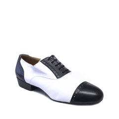 DelMago Theatrical Shoes 2.0: Sorcerer's Apprentice: Serious Black & White | 1.0 Standard Heel | Suede Sole | Medium | LIMITED EDITION