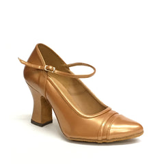 Eckse: Captoe MJ Pump: Pearlized Cognac Leather | 3.0" FF | MED | Suede Sole | Limited Edition