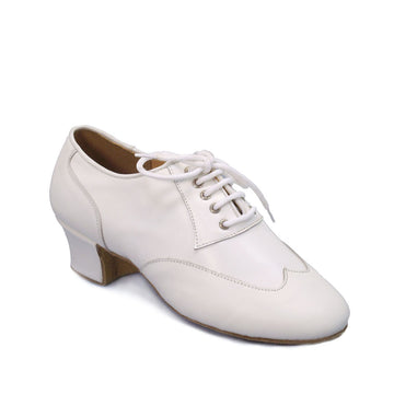 Mambo Shines-Mens: Azor Latino: White Leather | 1.5" Latin Heel | MED - WHILE SUPPLIES LAST
