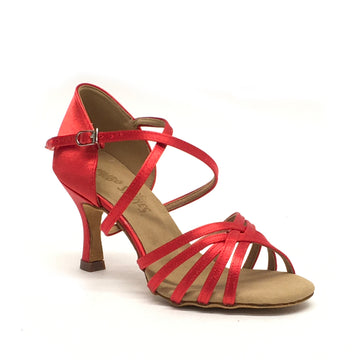 Mambo Shines: Club Martinique: Red Satin: 2.75" LA Flare | MED