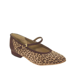 Maggies: Bronte | Cheetah & Chocolate Suede | 0.5" Straight Edge | MED | Suede Sole