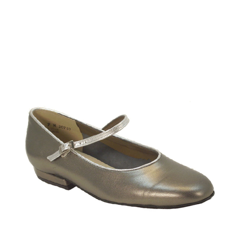 Maggies: Gigi | Pewter with Silver French Binding | 0.5" Straight Edge | MED | Suede Sole
