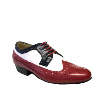 Nueva Epoca-Mens: Buenos Aires | Red/White/Black Leather | 1.2" Forte Heel | Suede Sole | Medium/Wide | LIMITED EDITION