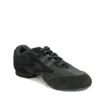 SANSHA: Salsette-1 V931M: Black Mesh/Black Suede