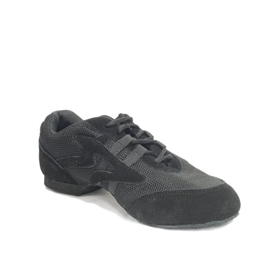 SANSHA: Salsette-1 V931M: Black Mesh/Black Suede