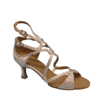 Supadance: S1082 | White Satin & Rhinestones | 2.0" Flare