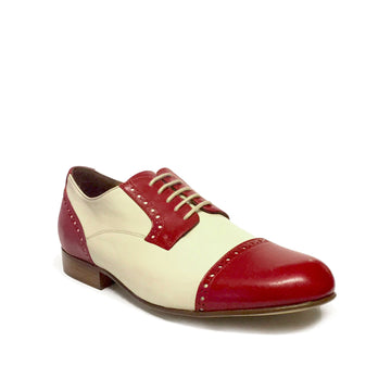 Werner Kern-Mens: Koblenz LinD HS | Cherry & Vanilla Leather | 1.0 Stacked Standard Heel | HARD SOLE | Medium | LIMITED EDITION