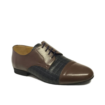 Werner Kern-Mens: Koblenz Spitz Mibi | Chocolate with Navy Weave | 0.75" Ultralite Standard Heel | Suede Sole | Medium | LIMITED EDITION