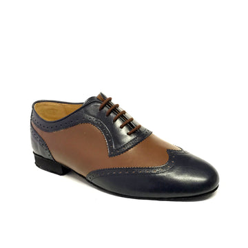 Werner Kern-Mens: Mambo | Navy & Caramel Nappa | 1.0 Ultralite Standard Heel | Suede Sole | Medium | LIMITED EDITION