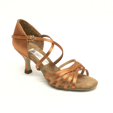 Aida: Karina RT 2.5" Flare | Tan Satin - Available in Narrow, Medium & Wide
