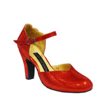 AN: Corista Loca Fresca: Ruby Red Shimmer | 3.0" Torrito | MED | Suede Sole | Limited Edition