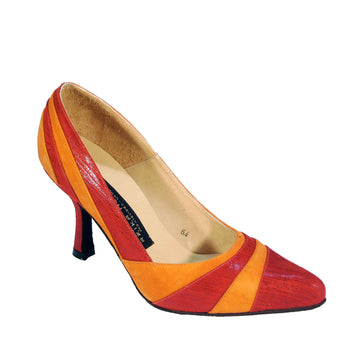 AN: Imagina: Red Lipstick & Tangerine | 3" Optima | MED | Suede Sole | Jersey Boys Original | Limited Edition