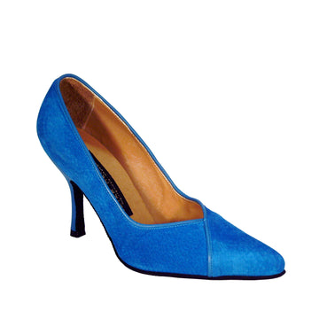 AN: Italia TINA: Turquoise Suede with Piping | 3.5" Experta | MED | TINA | Limited Edition