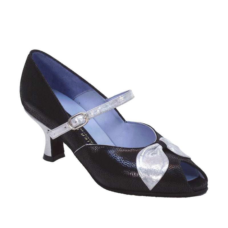 AN: La Coquetta Madeline: Black Strawberry & Brushed Silver | 2.0" Paloma | MED | Suede Sole | Limited Edition