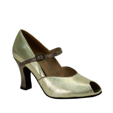 AN: La Coquetta: Platinum & Pewter | 3.0" 1940s | MED | Suede Sole | Limited Edition