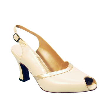 AN: La Coquetta Sling: Parched Wheat & Platinum | 3.0" 1940s | MED | Suede Sole | Limited Edition