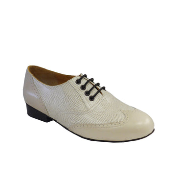 AN-Mens: Amante Brogue: Speckled Seashell & Sandstone | 1.25" Mercado | MED | Suede Sole | Limited Edition