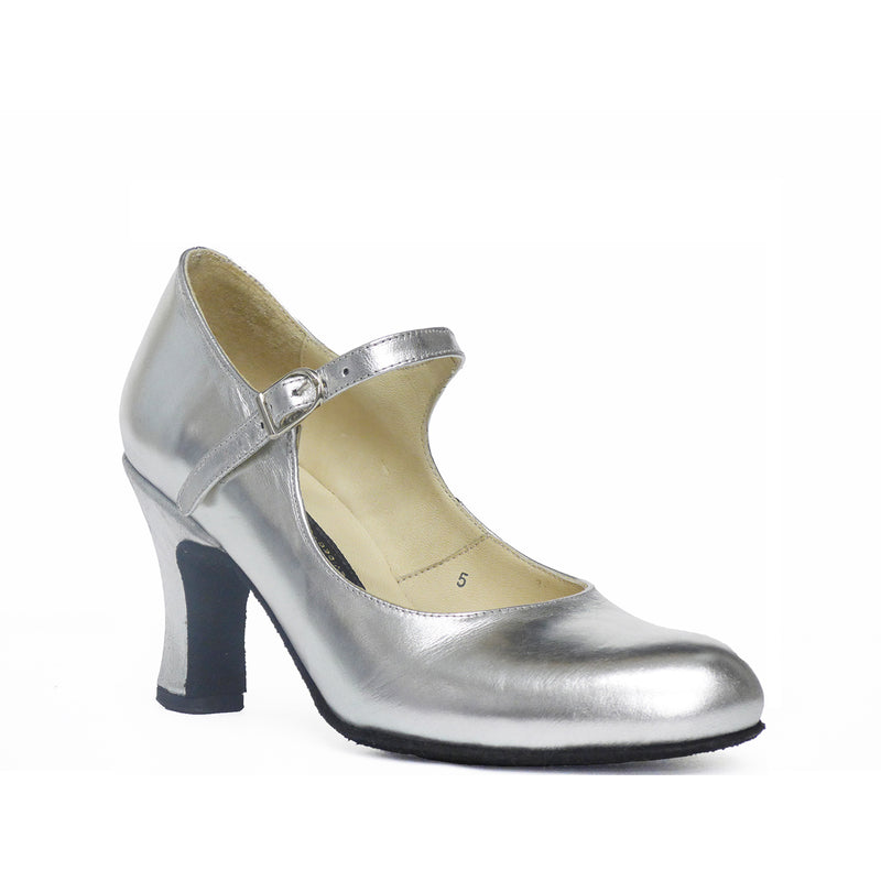 AN: Pantera Fresca: Silver Leather 1940s MED Suede Sole