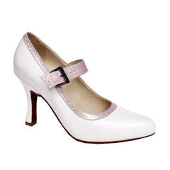 AN: Promesa Pump: White & Pink Pearl | 3.5" Extrema| MED | Suede Sole | Limited Edition