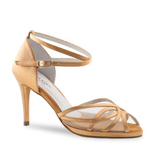 Anna Kern: Mount Electra Tan Satin | 3.25" Stretto Heel