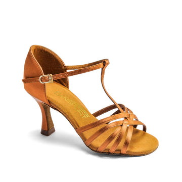 Dansport: Britina 2.5" Flare | Tan Satin | MED