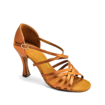 Dansport: Brittany: 3.0" Flare | Tan Satin | MED