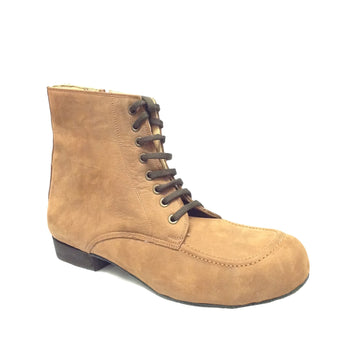 DelMago 2.0 Theatrical Boots: Bon Jean Boot v3: Nutmeg Nubuck | 1.25" Tapered Ultralite | WIDE | Suede Sole