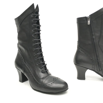 DelMago 3.0 Theatrical Boots: The Masquerade SRT: SuperFlex | Serious Black | 2.25" Orleans | MED | Suede Sole | Side Zipper | Limited Edition