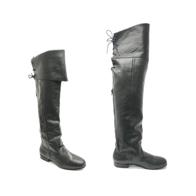 DelMago Theatrical Boots 3.0: The Swashbuckler ZX - Thigh-High: Blackbeard Nappa | .75" Ultralite | MED | Suede Sole | LIMITED EDITION:  X = Zipper Extends into ShoeBase