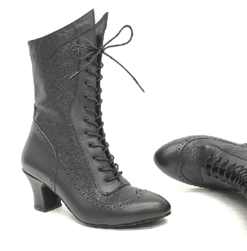 DelMago 3.0 Theatrical Boots: The Masquerade SRT: Serious Black & Twinkle Snake | 2.25" Orleans | MED | Suede Sole | Side Zipper | Limited Edition
