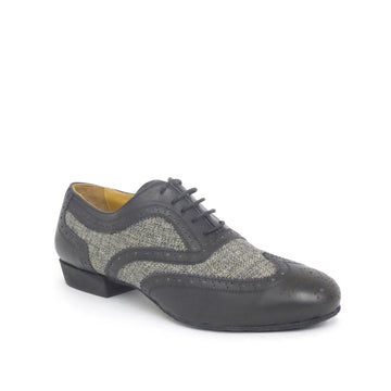 DelMago 2.0 Theatrical Shoes: The Impersonator: Serious Black & Wayward Tweed | 1.0" Standard | MED | Suede Sole | Limited Edition