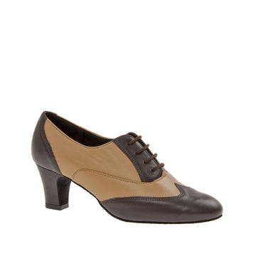 Diamant: Ella: Beige & Brown Leather | 2.25" Libre Heel  | MED | Suede Sole