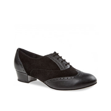 Diamant: Ella: Black Suede Black Leather | 1.25" Latin | MED | Suede Sole
