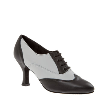 Diamant: Ella: Black & White Leather | 3.0" Flare | MED | Suede Sole
