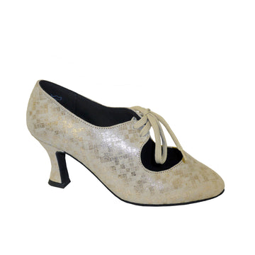 Diamant: Ginger: Platinum Mosaic Suede | 2.5" Latino Flare | WIDE | Suede Sole