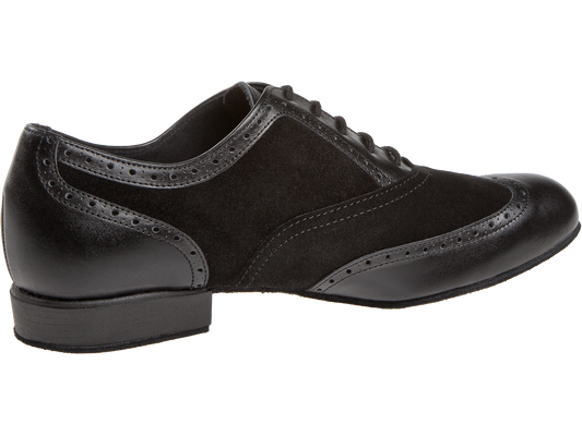 Diamant-Mens: Cagney: New York Black & Midnite: Black Leather & Suede | .75" Standard | WIDE | Suede Sole