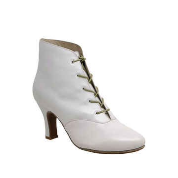 Kelaci: Astoria Bootie: White Leather | 2.75" N | Dancer's Rubber Sole | NO zipper