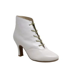 Kelaci:  Astoria Bootie: White Leather | 2.75" N | Dancer's Rubber Sole | NO zipper