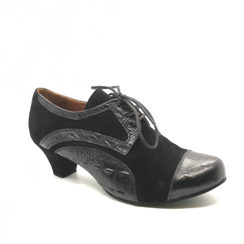 DelMago Theatrical Shoes 2.0:   The Magician: NY Croco & Midnite | 1.75" Character | MED | Suede Sole