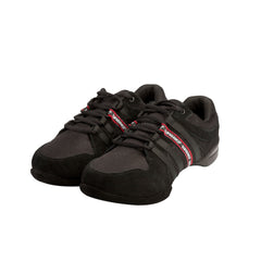 Supadance: Unisex Dance Sneaker S8810 | Black Suede/Mesh with RED Stripe Split Suede Sole