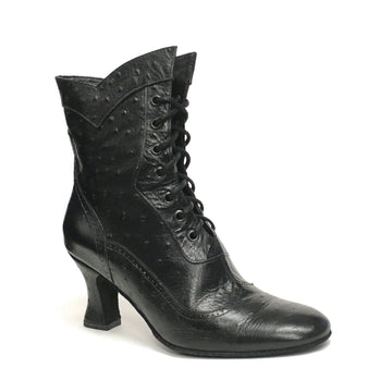 AN: Abuelita Fresca: Black Ostrich | 2.5" Famosa | MED | Suede Sole | Limited Edition SAMPLE