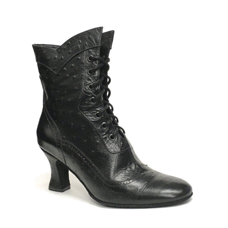 AN: Abuelita Fresca: Black Ostrich | 2.5" Famosa | MED | Suede Sole | Limited Edition - SAMPLE