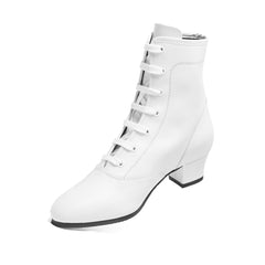 Rumpf: The Parade Boot: Westpoint White | 1.5" Steady | MED | Dancer's Rubber Sole | NO Side Zipper - Full Sizes Only