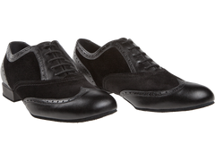 Diamant-Mens: Cagney: New York Black & Midnite: Black Leather & Suede | .75" Standard | WIDE | Suede Sole