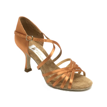 Aida: Karina RT 3.0" Flare | Tan Satin - Available in Narrow, Medium & Wide