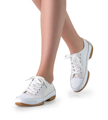 Anna Kern: Argo Dance Sneaker | White Canvas | 0.3" Tan Rubber Split Sole