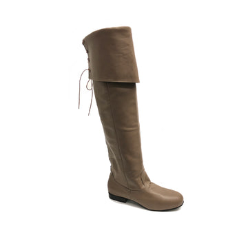 DelMago 3.0 Theatrical Boots: The Swashbuckler - Thigh High: Yo-Ho Taupe Nappa | .75" Ultralite | MED | Suede Sole | LIMITED EDITION