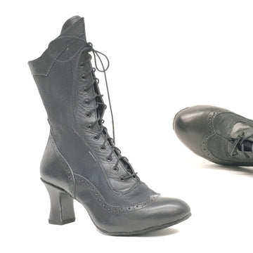 DelMago 3.0 Theatrical Boots: The Masquerade SRT: Prototype NY Black & Matt Gecko | 2.5" Soleil | MED | Suede Sole | Side Zipper | Limited Edition