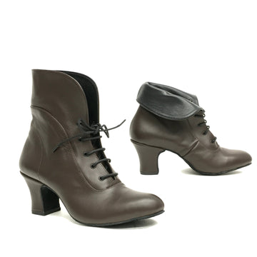 DelMago 3.0 Theatrical Boots: Adler Bootie: Sample Color: Dark Chocolate | 2.25" Orleans Heel | MED | Suede Sole